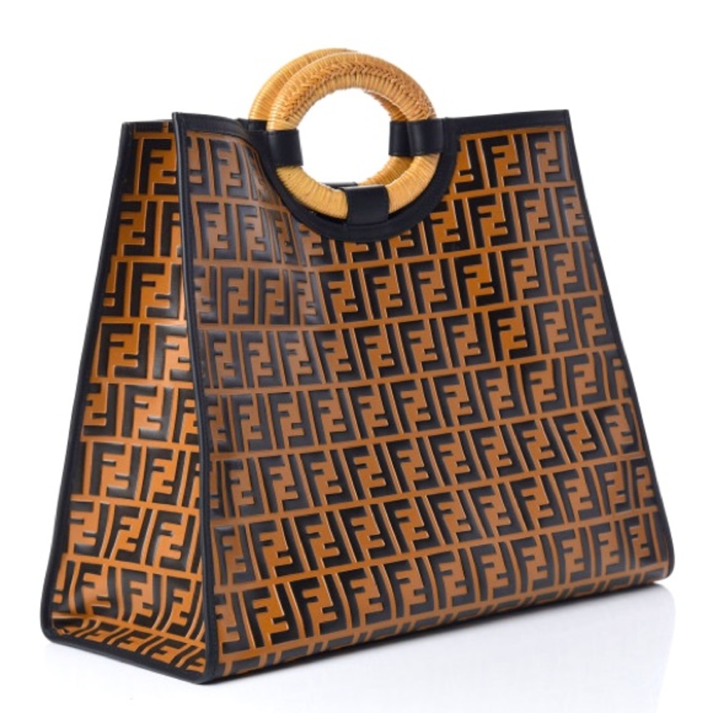 Fendi Calfskin FF Embossed Large Runaway Shopper Tote